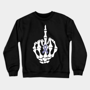 Fuck Esophageal Cancer Middle Finger Periwinkle Ribbon Crewneck Sweatshirt
